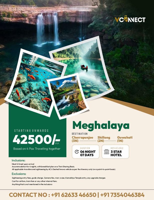 Travel package design for Meghalaya