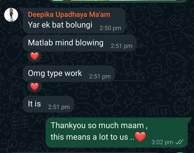 Client WhatsApp feedback