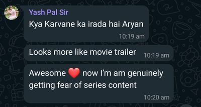 Client WhatsApp feedback