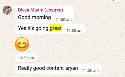 Client WhatsApp feedback