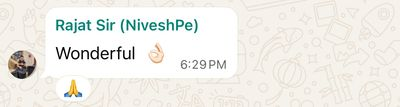 Client WhatsApp feedback