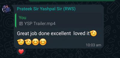 Client WhatsApp feedback