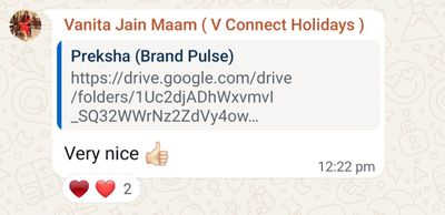 Client WhatsApp feedback